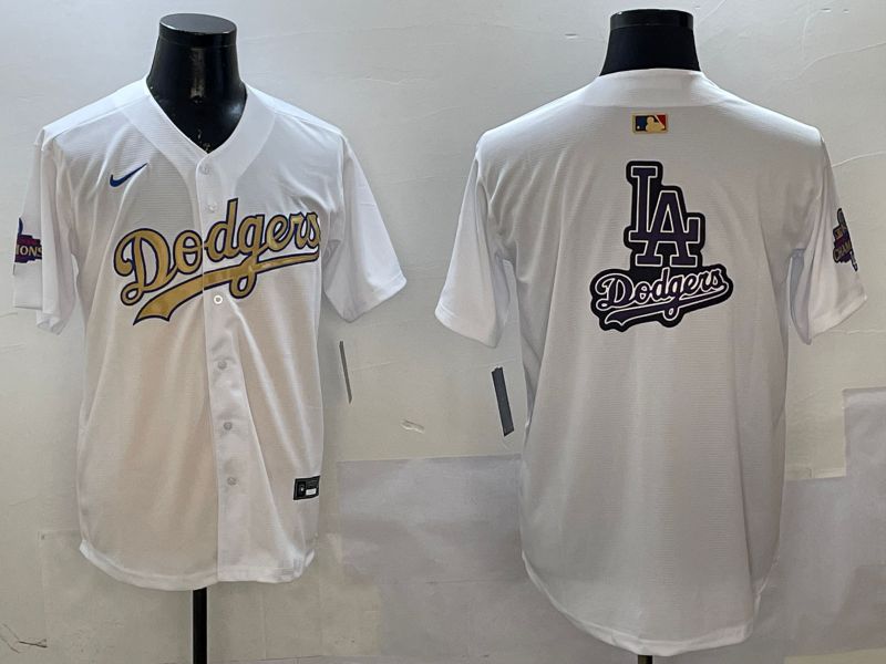 Men Los Angeles Dodgers Blank White Champion gold character 2025 Nike MLB Jersey style 18->los angeles dodgers->MLB Jersey